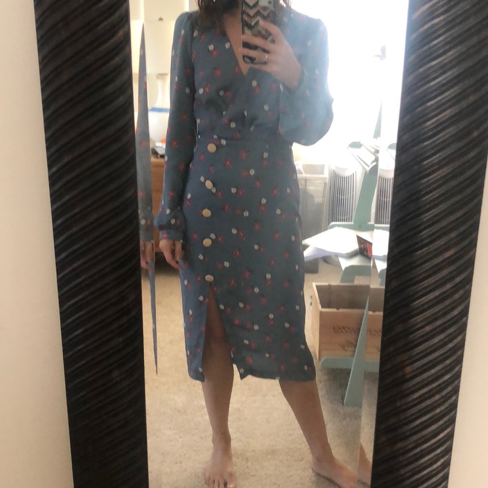 WAYF LONG SLEEVE PRINTED MIDI